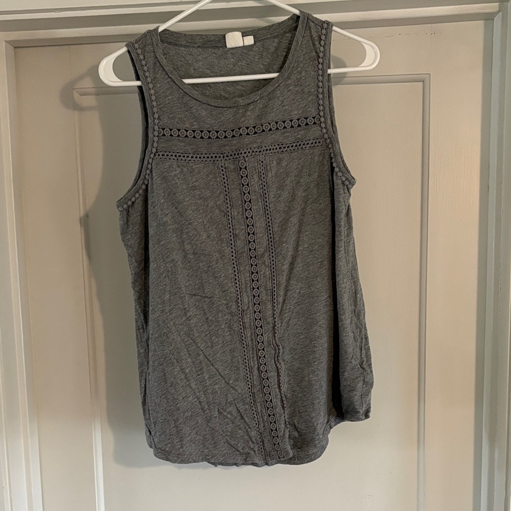 GAP Charcoal Tank Top with Lace Detail